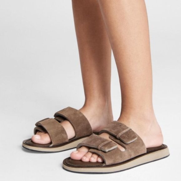rag & bone Parker Slide Sandal Tundra Taupe Brown Leather Suede Size 8/8.5 NEW - Picture 1 of 5